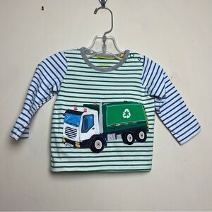 Mini Boden Recycling Trash Truck Appliqué Long Sleeve Tee 3-6 Months‎